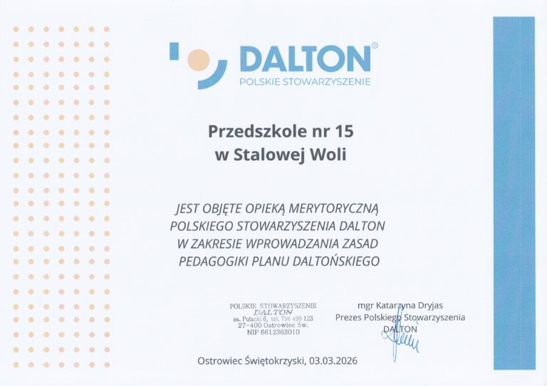 Plan daltoński – opieka merytoryczna Polskiego stowarzyszenia dalton